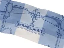 エルメス  HERMES  ツイリー Mors et Gourmettes Vichy シエル/ブルー シルク 063206S【460】2147400251101