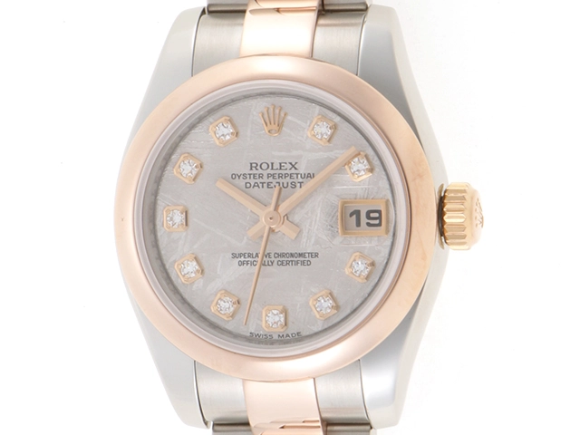 2007年8月 並行 ROLEX ロレックス 時計 デイトジャスト 179161G メテオライト文字盤 10Pダイヤモンド RG/SS 自動巻  レディース（2147400257455）M【200】 の購入なら「質」の大黒屋（公式）