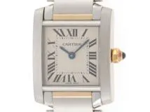 2017年正規 Cartier カルティエ 腕時計 タンクフランセーズ SM W51007Q4 ホワイト文字盤 スティール／K18イエローゴールド クォーツ【472】SJ