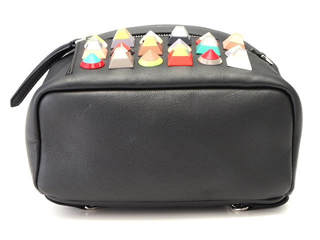 FENDI フェンディ バイザウェイマルチカラースタッズ バッグパックミニ ブラック レザー 【431】