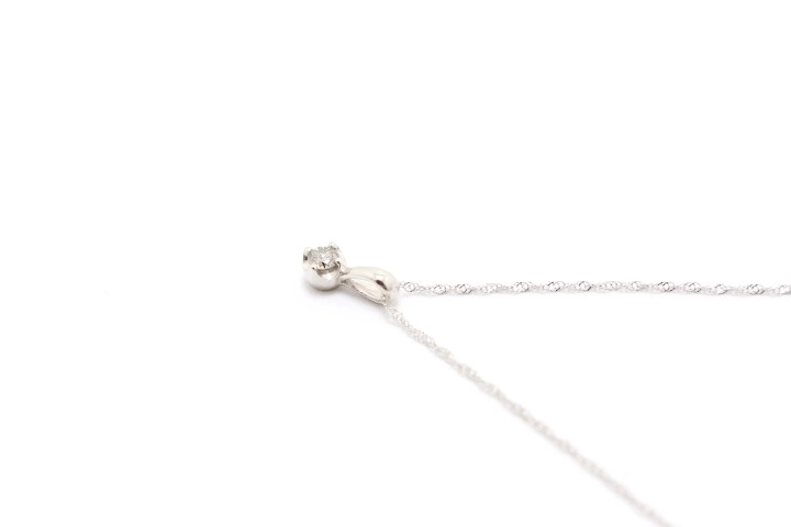 JEWELRY ノンブランドジュエリー 1粒ダイヤモンド ネックレス K10WG ホワイトゴールド ダイヤモンド 0.07ct 【460】2147400264507