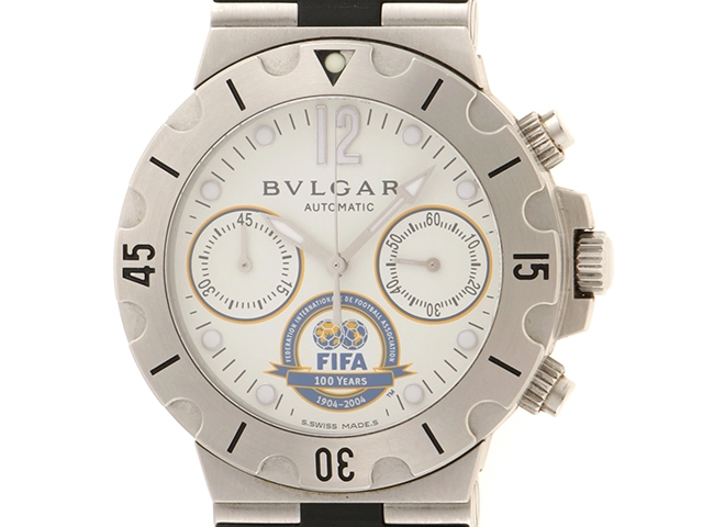 BVLGARI ブルガリ ディアゴノスクーバ・FIFA世界限定999本 SCB38S/SC38WSV SS/ラバー 自動巻き ホワイト文字盤 メンズ  【432】2147400265610 の購入なら「質」の大黒屋（公式）