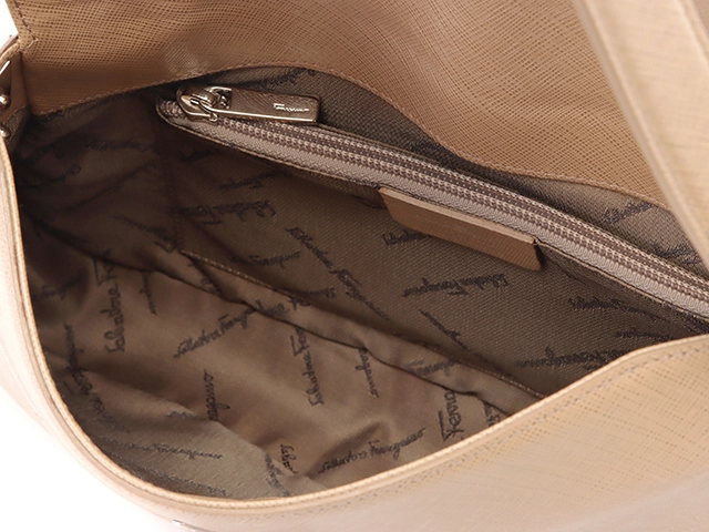 Salvatore Ferragamo サルヴァトーレ フェラガモ ガンチーニ ワンショルダー AU-21/4835 ベージュ  レザー 【460】2147400267706