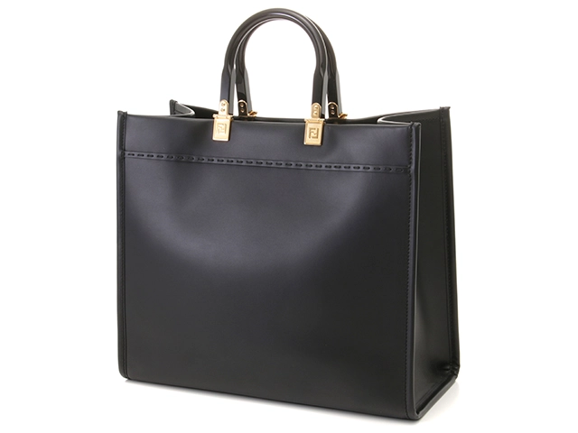 FENDI　フェンディ　トートバッグ　VERSACEコラボ　FENDACE　サンシャイン　ミディアムサイズ　ブラック　カーフスキン　8BH386【472】HA