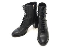 JIMMY CHOO　ジミーチュウ　ロゴショートブーツ　レディース39　ブラック　カーフ　2147400276043　【432】