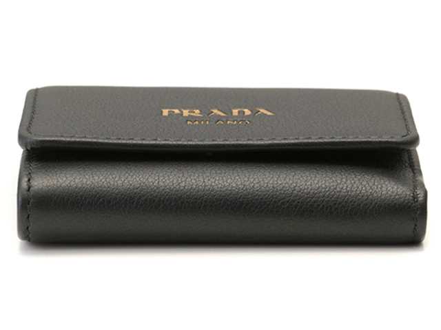 PRADA　プラダ　三つ折財布　1MH043 　ブラック レザー　2147400277637　【437】