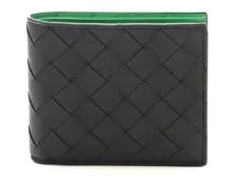 BOTTEGA VENETA ボッテガ・ヴェネタ イントレチャート二つ折りウォレット 2つ折り財布 743211VCPQ61027 ブラック/グラス レザー 【460】2147400277750