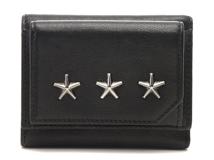 JIMMY CHOO ジミーチュウ スタースタッズ BEALE 3つ折り財布 ブラック カーフ/SV　【472】YN