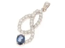 JEWELRY ノンブランドジュエリートップ PT900プラチナ/サファイヤ1.140/ダイヤモンド1.28ct 重さ約5.5g 【472】SJ