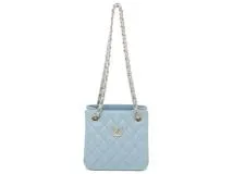 CHANEL シャネル マトラッセ ミニバケットバッグ ライトブルー/GP キャビアスキン 【430】2147400279778