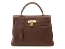 HERMES　エルメス　ケリー32　ブラウン　ゴールド金具　フィヨルド　□K刻印【432】2147400280507