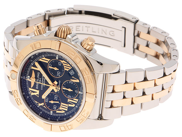 裕*様 BREITLING クロノマット ステンレススチール ゴールド 希少モデル SS×ゴールドベゼルの「クロノマット44」ブラック