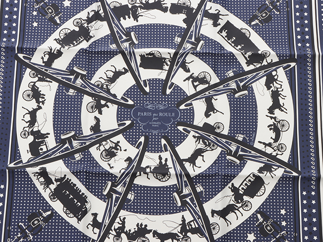 HERMES エルメス スカーフ カレ55 PARIS QUI ROULE シルク