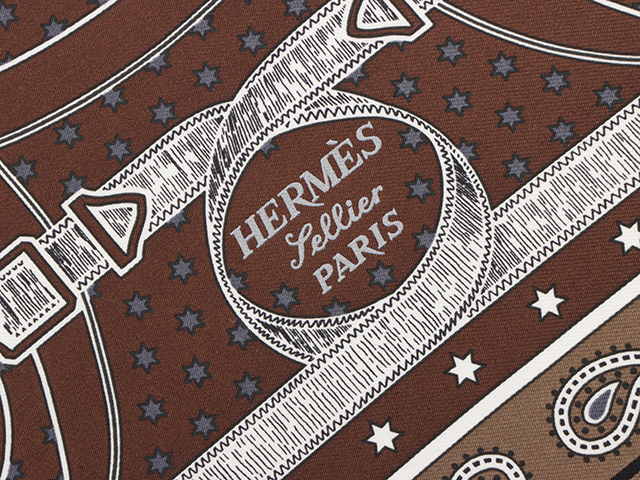 HERMES エルメス スカーフ カレ55 Eperon d'Or エトゥープ