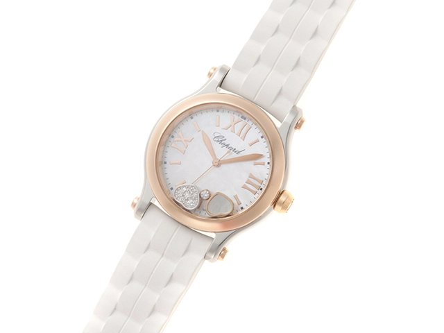 CHOPARD ショパール ハッピーハート ホワイトシェル イエローゴールド/ステンレス/ラバー 278590-6005 レディース クォーツ 2147400289777 【432】