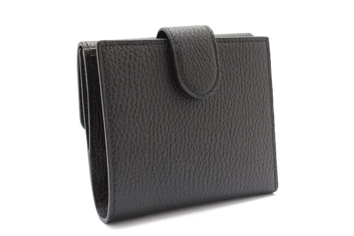 GUCCI グッチ インターロッキングG 二つ折財布 ブラック カーフ