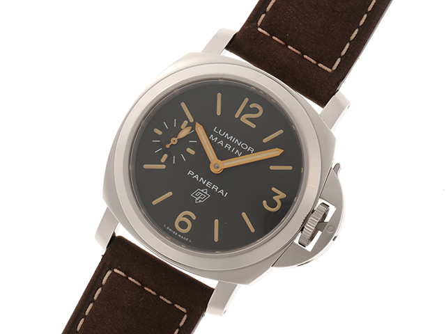 PANERAI 時計 パネライ ルミノール マリーナロゴ アッチャイオ PAM00632 手巻き ダークブラウン文字盤 SS/革 男性用時計【430】  の購入なら「質」の大黒屋（公式）