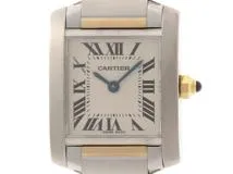 Cartier　カルティエ　時計　レディース　クオーツ　タンクフランセーズSM　W51007Q4　ホワイト文字盤　ステンレス　イエローゴールド　HK【472】