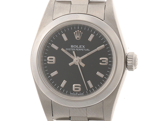 K番 2001年頃製造品 ROLEX ロレックス オイスターパーペチュアル 76080 ブラック3・6・9文字盤 SS ステンレス 自動巻き レディースウォッチ  時計【204】 の購入なら「質」の大黒屋（公式）