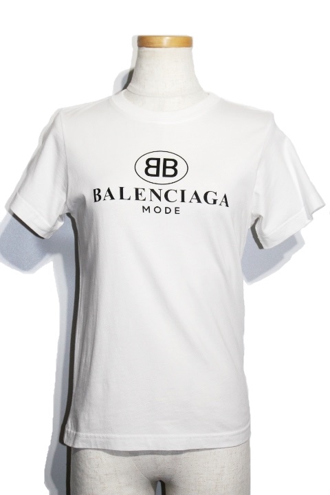 BALENCIAGA バレンシアガ Tシャツ レディースS ホワイト コットン ロゴ