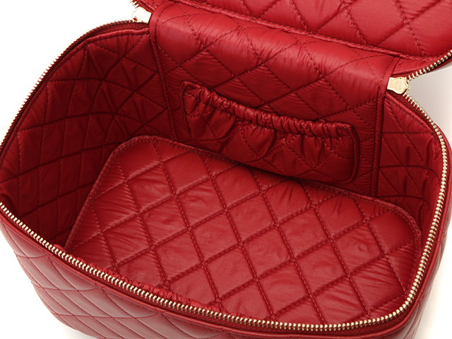 CHANEL シャネル 横型バニティ ハンドバッグ レッド ゴールド金具 ラムスキン 【471】 image number 5