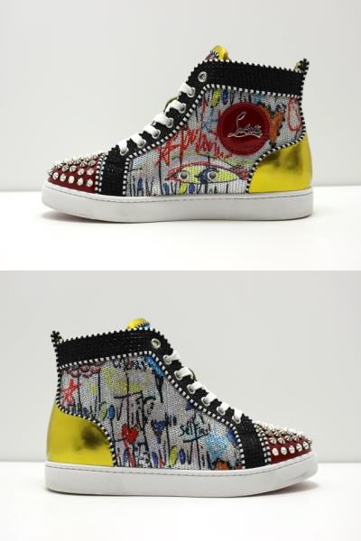 Christian Louboutin クリスチャンルブタン ハイカットスニーカー レディース37 マルチカラー スパンコール スタッズ Orlato  Flat Flash 【432】 の購入なら「質」の大黒屋（公式）