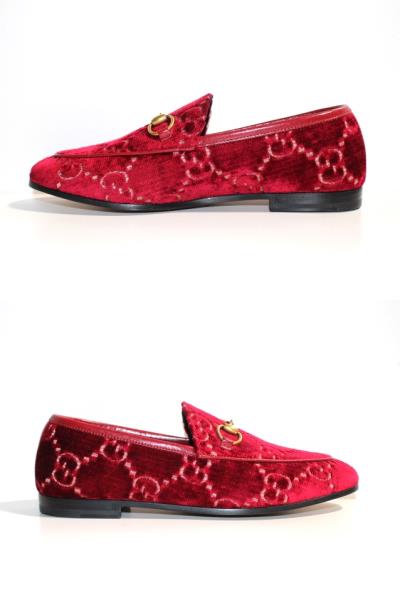 GUCCI グッチ グッチヨルダーンGGベルベットレザートリムローファー 