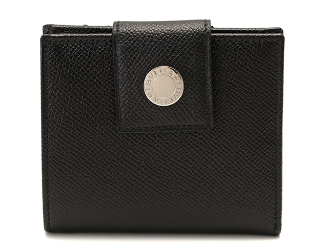 クリアポケット美品✨BVLGARI  ブルガリ　二つ折り財布 グレインレザー ブラック