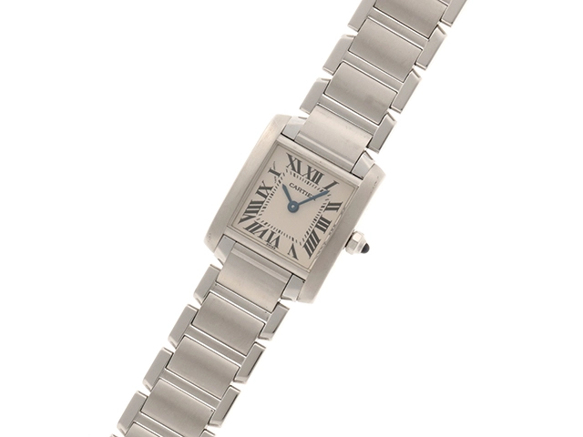 カルティエ Cartier タンクフランセーズSM W51008Q3 アイボリー SS レディース 腕時計