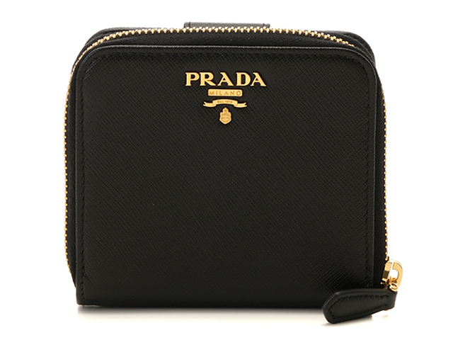 PRADA プラダ 二つ折財布 ブラック サフィアーノ 1ML522 【436