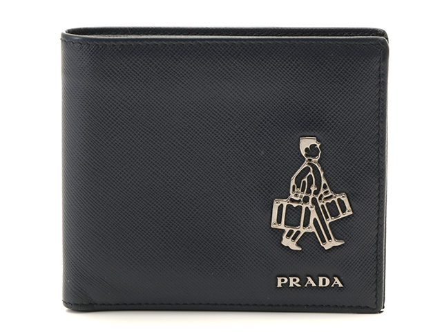 PRADA プラダ 二つ折り財布 ネイビー 新品
