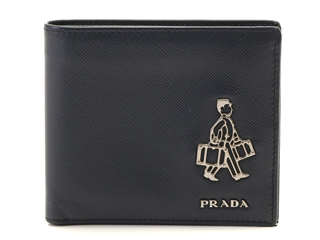 PRADA プラダ サフィアーノ 二つ折り財布 ネイビー サフィアーノ