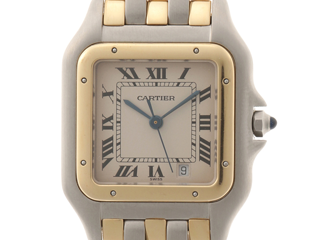 Cartier　カルティエ　時計　パンテールMM　3ロウ　コンビ　YG　SS　クオーツ　アイボリー　 W2PN0007　【436】