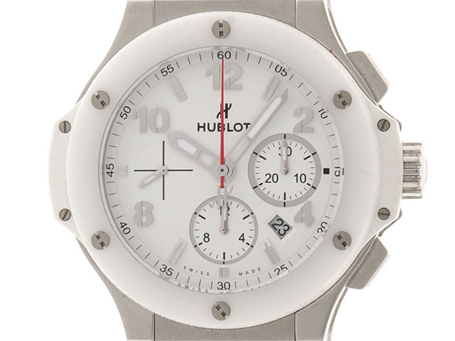 2018年正規　HUBLOT　ウブロ　ビッグバン　301.SE.230.RW　ホワイトセラミックベゼル　 ステンレススチール　ラバーベルト　 クロノグラフ　シースルーバック　（2148103218903）【200】