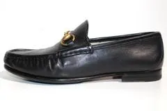 GUCCI　グッチ　革靴　ビットローファー　メンズ7ハーフ　約26.5cm　ブラック　レザー【200】