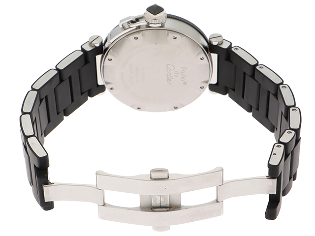 カルティエ Cartier パシャ シータイマー W31077U2 メンズ 腕時計 デイト ブラック 文字盤 オートマ 自動巻き Pasha Seatimer VLP 90196012