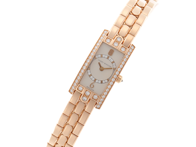 HARRY WINSTON ハリーウィンストン アヴェニューC ミニ アールデコ AVCQHM16RR038 ダイヤモンド レディース クオーツ  ピンクゴールド PG （2148103233999） 【472】