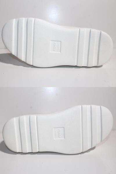 FENDI フェンディ ミッドトップスニーカー メンズ9 ホワイト レザー FFモチーフ ジャカード 2020年 定価¥104,500- 2148103241048【200】