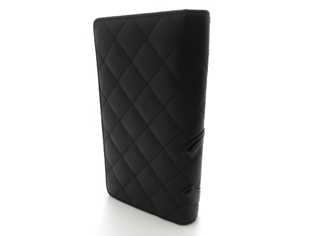 CHANEL シャネル 長財布 カンボンライン カーフ/エナメル ブラック