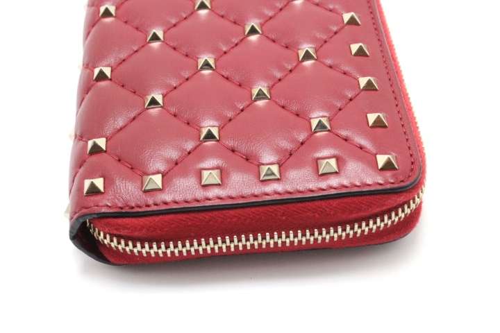 ヴァレンティノ 財布 ファスナー コインケース ロックスタッズ レッド VALENTINO バレンチノ ロックスタッズ ラウンドファスナー長財布