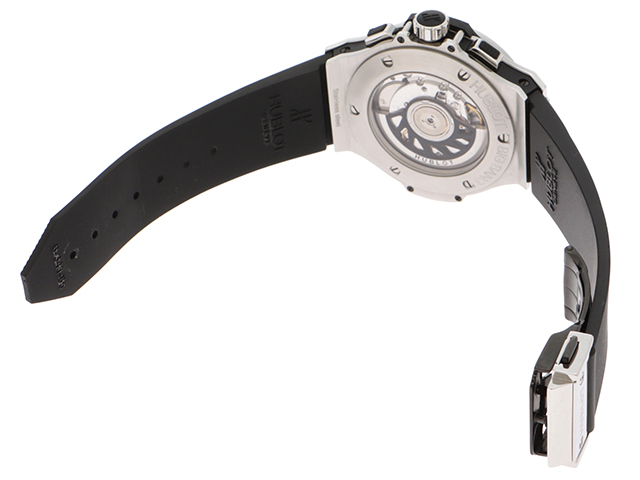 【116385】HUBLOT ウブロ  341.SX.1270.VR.1104 ビッグバン スチールシャイニー ブラックダイヤル SS/ラバー/シャイニーカーフレザー 自動巻き 保証書 当店オリジナルボックス 腕時計 時計 WATCH ユニセックス
