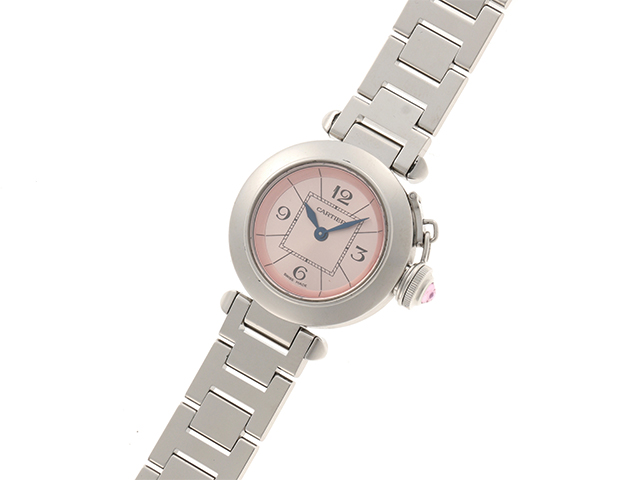 Cartier カルティエ ミスパシャ ステンレス ピンク文字盤 レディース クオーツ W 30m防水 女性用腕時計 473 の購入なら 質 の大黒屋 公式