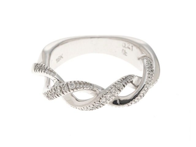 CHARMY ウェーブクロス ホワイトゴールド ダイヤモンド リング K18WG