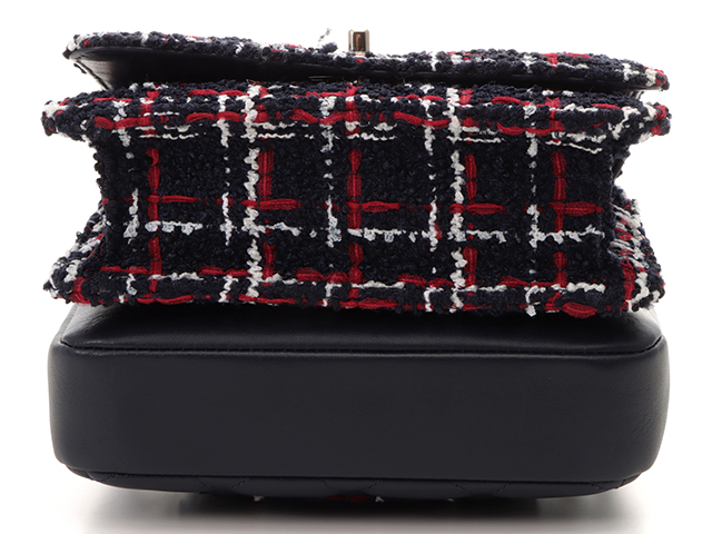 CHANEL シャネル マトラッセ チェーンショルダー ネイビー/レッド/ホワイト ツイード ゴールド金具【432】