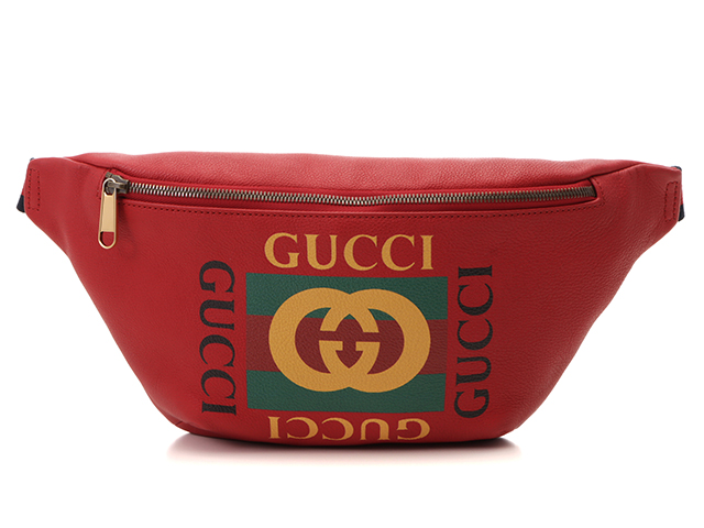 GUCCI　グッチ　プリントボディバッグ　レッド　カーフ　【435】 image number 0