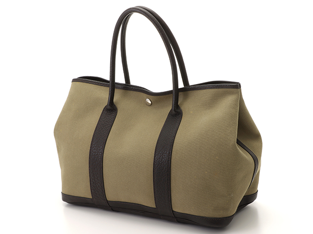 HERMES エルメス ハンドバッグ ガーデンパーティPM カーキ ダーク  