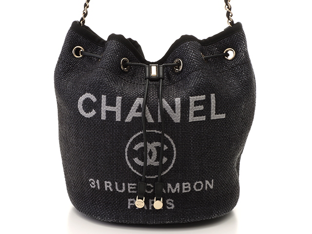 CHANEL シャネル バッグ ドーヴィル巾着チェーンショルダー ブラック/キャンバス 【437】