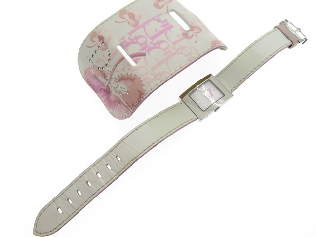 Dior ディオール マリス スクエア レディース 女性用腕時計 クオーツ ステンレス 革 ホワイトシェル ホワイト ピンク D78-109