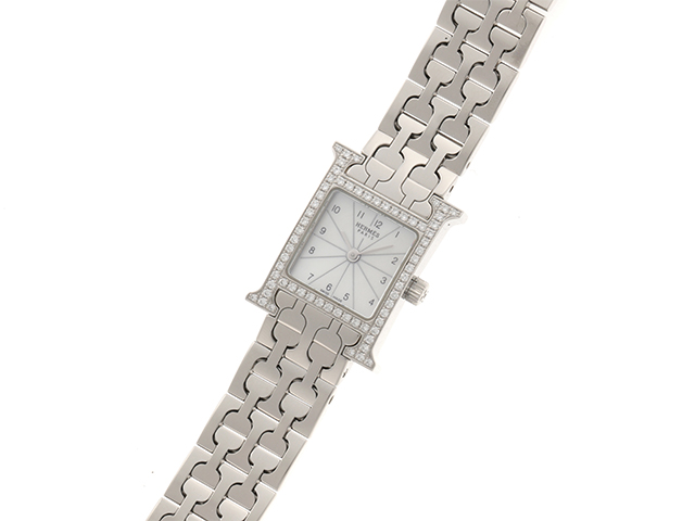 HERMES エルメス Hウォッチ HH1.130 SS クオーツ レディース ホワイト