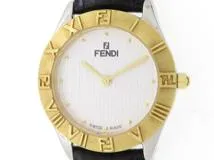 FENDI　フェンディ　ズッカ　レディース　女性用腕時計　ゴールド　シルバー　クオーツ　革ベルト　2000L【430】2148103313608